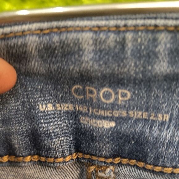 Chico's Blue Ankle Cropped Jeans with Distressed Details - Picture 2 of 3